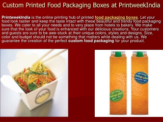 Custom Printed Food Packaging Boxes at PrintweekIndia