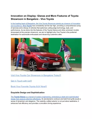 Innovation on Display_ Glanza and More Features of Toyota Showroom in Bangalore - Viva Toyota