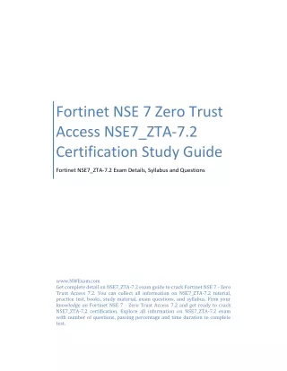 Fortinet NSE 7 Zero Trust Access NSE7_ZTA-7.2 Certification Study Guide