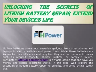 Lithium Battery Repair