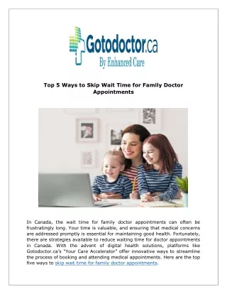 Top 5 Ways to Skip Wait Time for Family Doctor Appointments