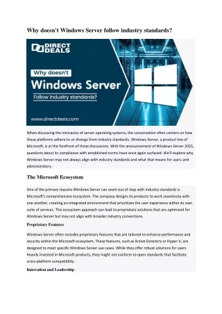 Why doesn't Windows Server follow industry standards