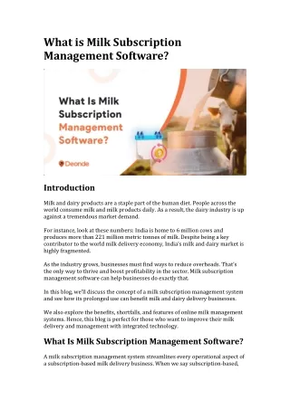 What is Milk Subscription Management Software?