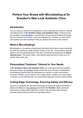 Best Cosmetology Clinic in Hanamkonda | Newlookaesthetics