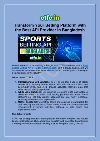 Discover the Best Sports Betting API Provider in Bangladesh