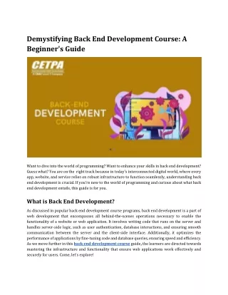 Demystifying Back End Development Course_ A Beginner's Guide