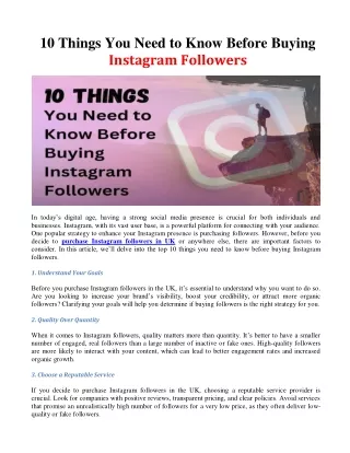 10 Things You Need to Know Before Buying  Instagram Followers