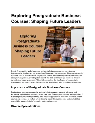 Exploring Postgraduate Business Courses_ Shaping Future Leaders