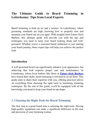 The Ultimate Guide to Beard Trimming in Letterkenny Tips from Local Experts