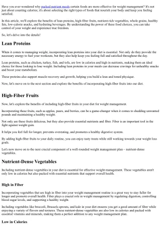 Why Are These Foods Ideal for Weight Management?