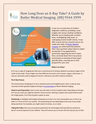 How Long Does an X-Ray Take? A Guide by Butler Medical Imaging. (08) 9544 3999