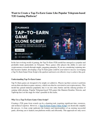 Tap-To-Earn Game Clone Script – Your Ideal Solution To Launch T2E Game Quickly