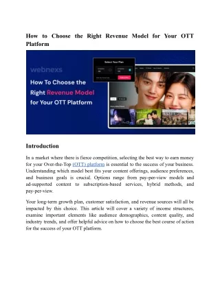How to Choose the Right Revenue Model for Your OTT Platform