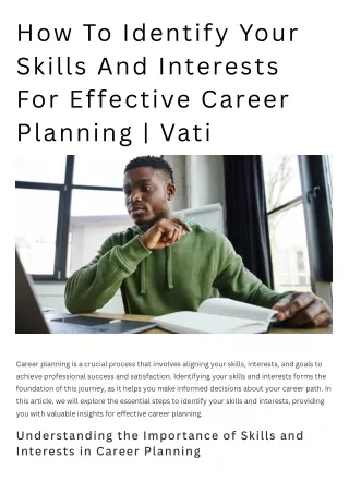 How To Identify Your Skills And Interests For Effective Career Planning | Vati