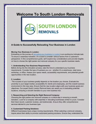 A Guide to Successfully Relocating Your Business in London