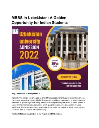 MBBS in Uzbekistan_ A Golden Opportunity for Indian Students