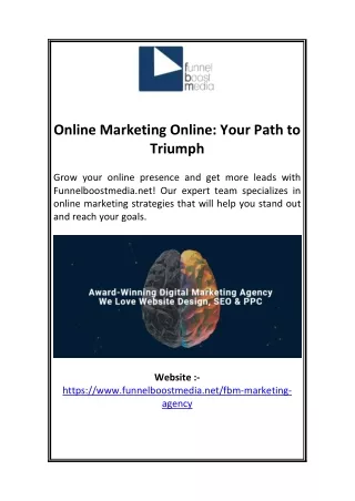 Online Marketing Online: Your Path to Triumph