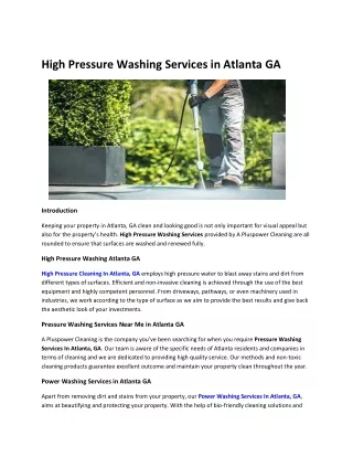 High Pressure Washing Services in Atlanta G1