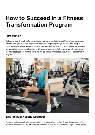 How to Succeed in a Fitness Transformation Program