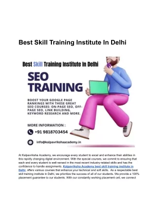 Best Skill Training Institute In Delhi