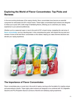 Exploring the World of Flavor Concentrates Top Picks and Reviews