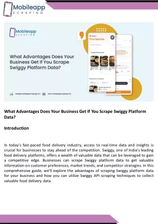 What Advantages Does Your Business Get If You Scrape Swiggy Platform Data