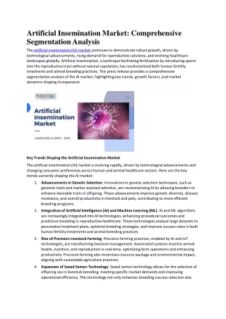 Artificial Insemination Market: Comprehensive Segmentation Analysis