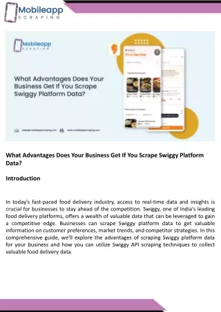 What Advantages Does Your Business Get If You Scrape Swiggy Platform Data.ppt