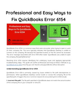 Professional and Easy Ways to Fix QuickBooks Error 6154