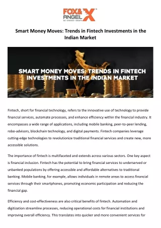 Smart Money Moves Trends in Fintech Investments in the Indian Market