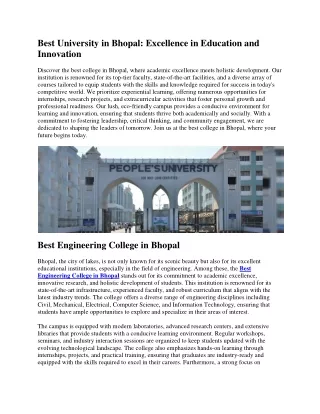 Best University in Bhopal: Pioneering Excellence in Education and Innovation