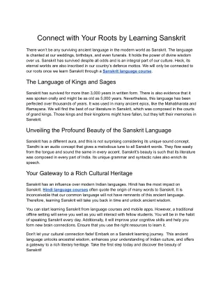 SIFIL- Connect with Your Roots by Learning Sanskrit_ A Journey to Your Heritage