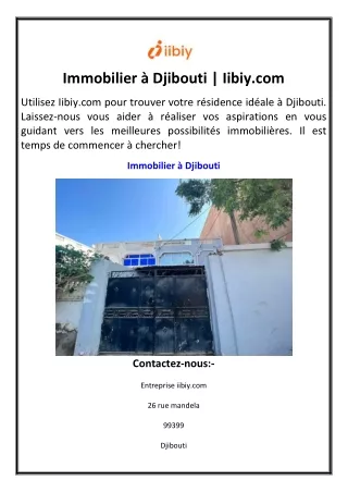 Immobilier à Djibouti Iibiy.com