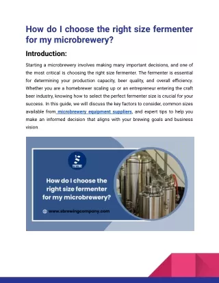 How do I choose the right size fermenter for my microbrewery_S Brewing Company