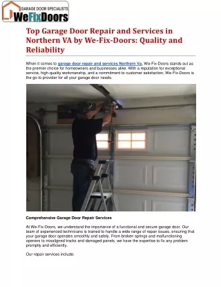 Garage Door Repair and Services in Northern VA by We-Fix-Doors