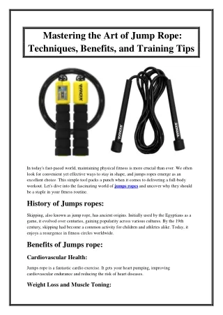 Mastering the Art of Jump Rope Techniques, Benefits, and Training Tips