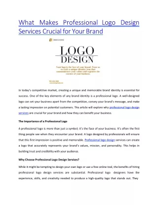 What Makes Professional Logo Design Services Crucial for Your Brand