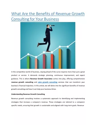 What Are the Benefits of Revenue Growth Consulting for Your Business