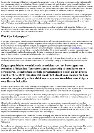 Zuignap Adviezen voor Zwembad Afdekzeil Geplaatst dankzij Klittenband