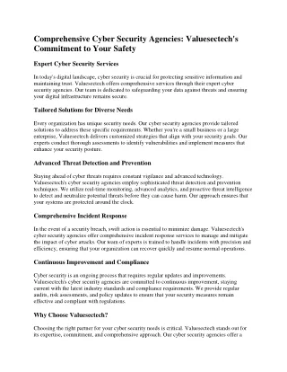 Comprehensive Cyber Security Agencies