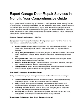 Garage dooe repair Norfolk