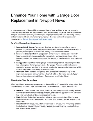 Garage door replacement newportnews