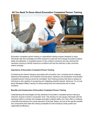 All You Need To Know About Excavation Competent Person Training - Impactsafety