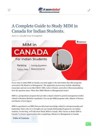A Complete Guide to Study MIM in Canada for Indian Students