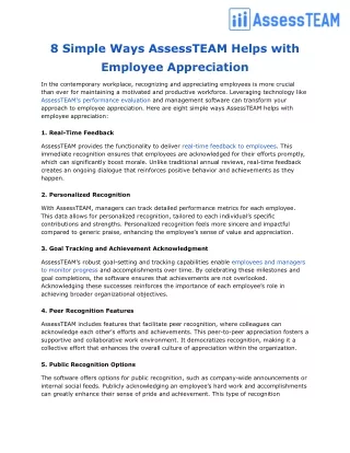 8 Simple Ways AssessTEAM Helps with Employee Appreciation