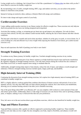 5 Best Exercises for Healthy Weight Loss