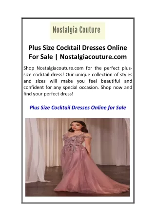 Plus Size Cocktail Dresses Online For Sale  Nostalgiacouture.com