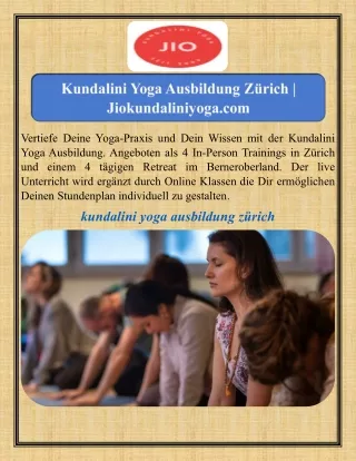 Kundalini Yoga Ausbildung Zürich  Jiokundaliniyoga.com