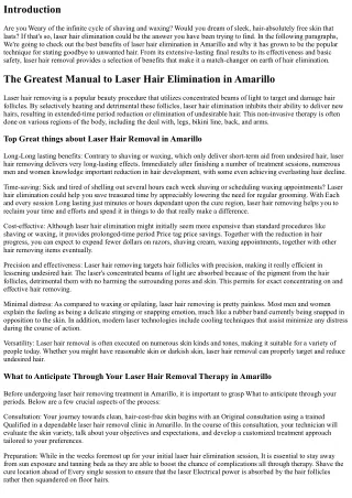 Leading Advantages of Laser Hair Removing in Amarillo: Say Goodbye to Shaving an