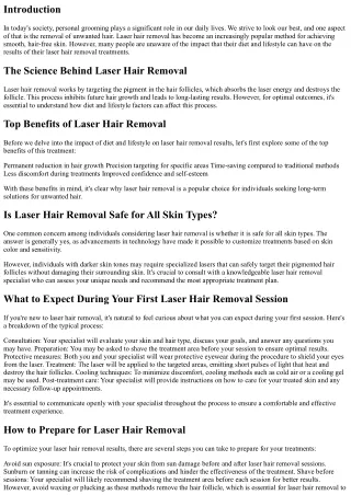 The Impact of Diet and Lifestyle on Your Laser Hair Removal Results in Midland,